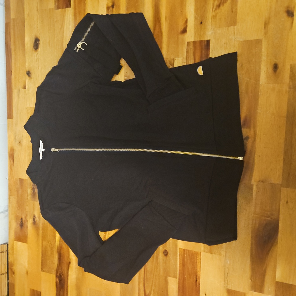 Black Zip-Up Jacket with Gold Accents
